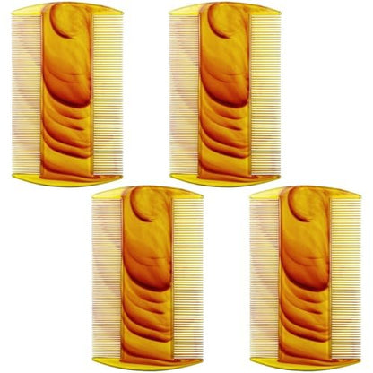 4 Pack Amber Swirl Fine-Tooth Plastic Hair Combs – Dual-Sided Grooming Tool for All Hair Types