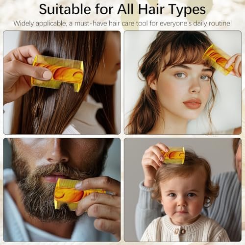 4 Pack Amber Swirl Fine-Tooth Plastic Hair Combs – Dual-Sided Grooming Tool for All Hair Types - görsel 12