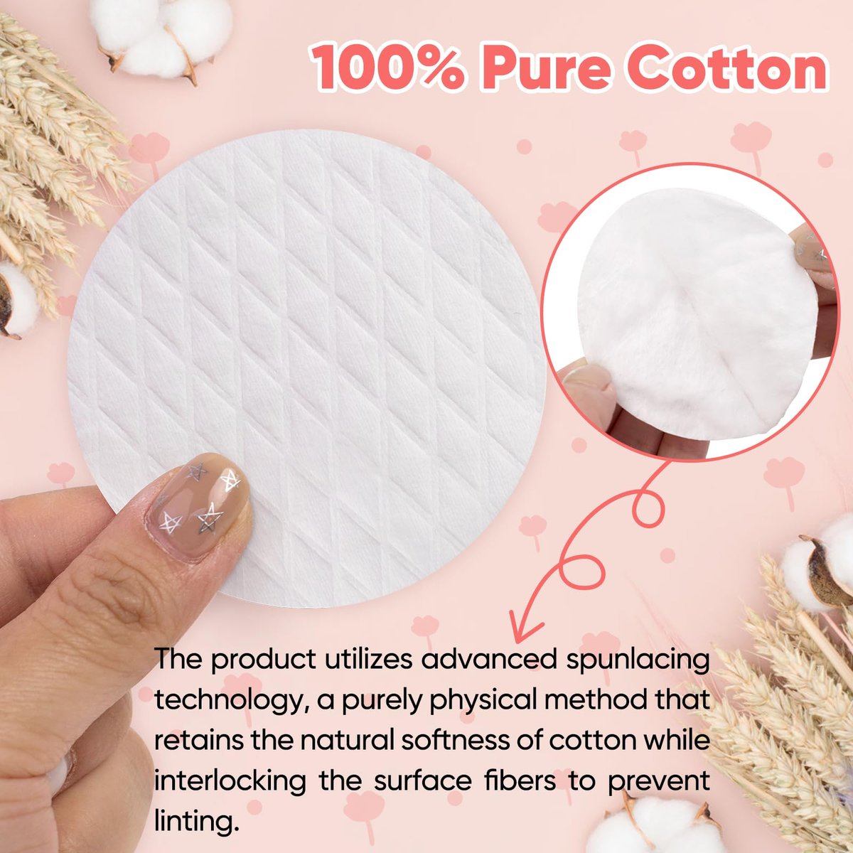 ICOTLE Extra Large Cotton Rounds - 3.14" Diameter, 100% Pure Cotton, Lint-Free, 120 Count for Makeup Removal & Face Cleansing - görsel 5