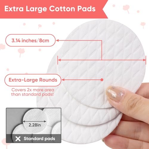 ICOTLE Extra Large Cotton Rounds - 3.14" Diameter, 100% Pure Cotton, Lint-Free, 120 Count for Makeup Removal & Face Cleansing - görsel 4