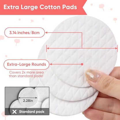 ICOTLE Extra Large Cotton Rounds - 3.14" Diameter, 100% Pure Cotton, Lint-Free, 120 Count for Makeup Removal & Face Cleansing