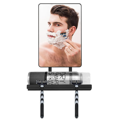 Deweisn Fogless Shower Mirror with 360° Rotation, Adjustable Shaving Mirror, Multifunctional Storage Tray & Razor Holders - Black Avelisse