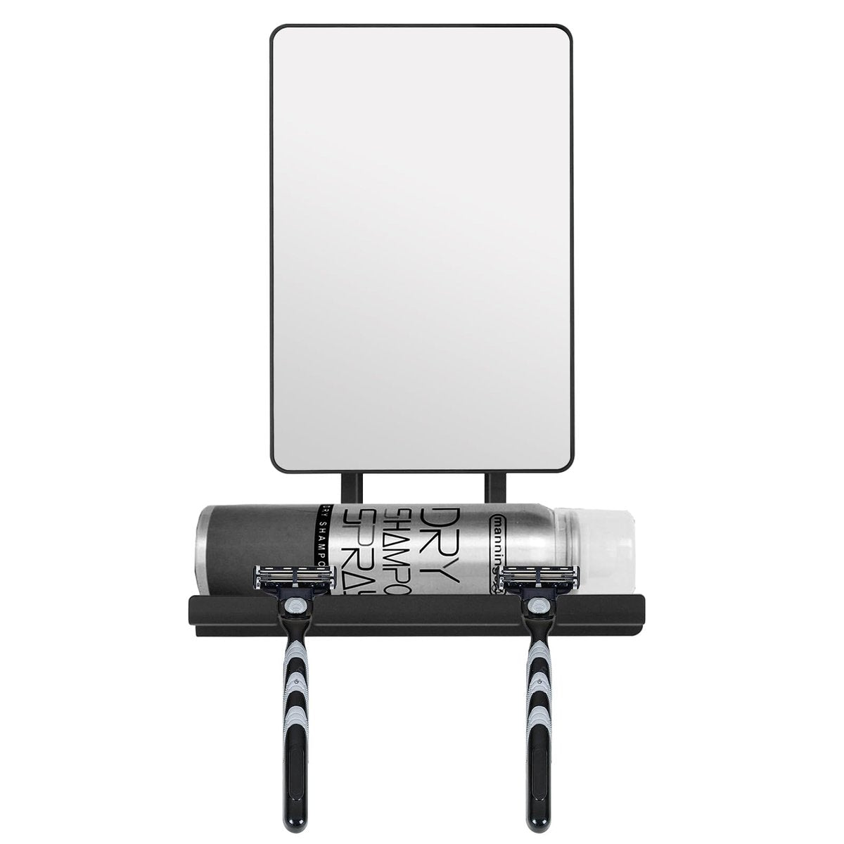 Deweisn Fogless Shower Mirror with 360° Rotation, Adjustable Shaving Mirror, Multifunctional Storage Tray & Razor Holders - Black Avelisse