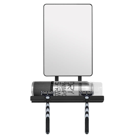 Deweisn Fogless Shower Mirror with 360° Rotation, Adjustable Shaving Mirror, Multifunctional Storage Tray & Razor Holders - Black Avelisse