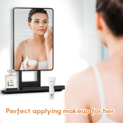 Deweisn Fogless Shower Mirror with 360° Rotation, Adjustable Shaving Mirror, Multifunctional Storage Tray & Razor Holders - Black Avelisse