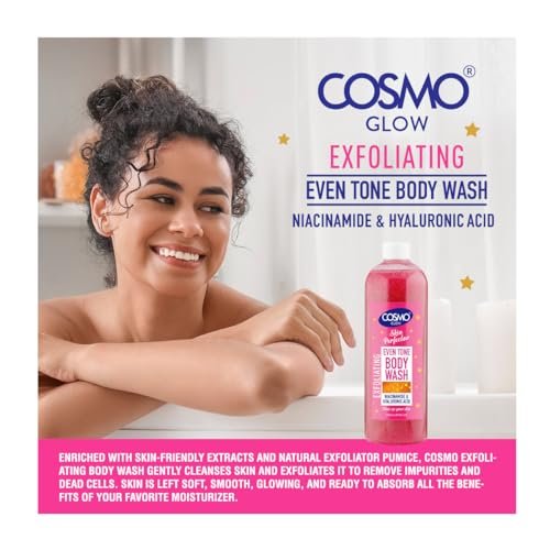 Cosmo Glow Skin Perfector Even Tone Exfoliating Body Wash - 33.8 fl oz with Niacinamide & Hyaluronic Acid - görsel 6