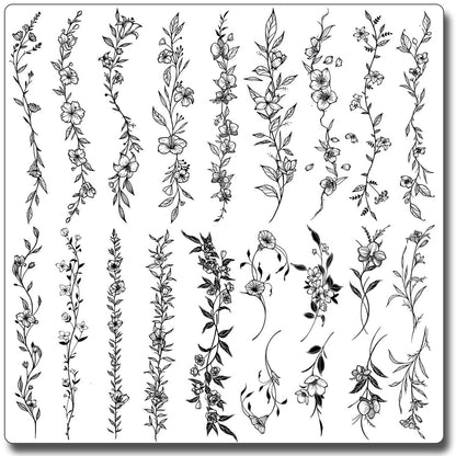 CHARLENT Temporary Tattoos for Women - 49 Pcs Line Leaves Sketch Fake Tattoos - Realistic Long-Lasting Waterproof Body Art for Arm, Wrist, Leg