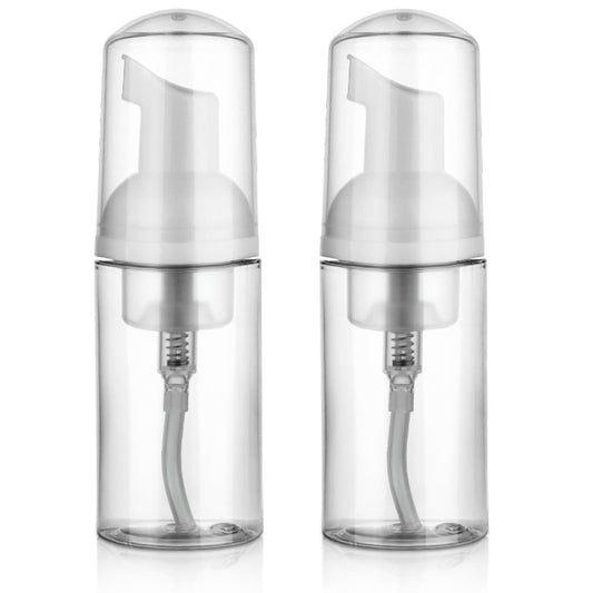 2 Pack Foam Pump Bottle Travel 30 ml/1 oz Mini Mousse Foam Soap Dispenser Small Size Empty Clear Plastic Foaming Soap Dispenser Refillable Pump Containers for Face Wash Lash Shampoo Skin Care