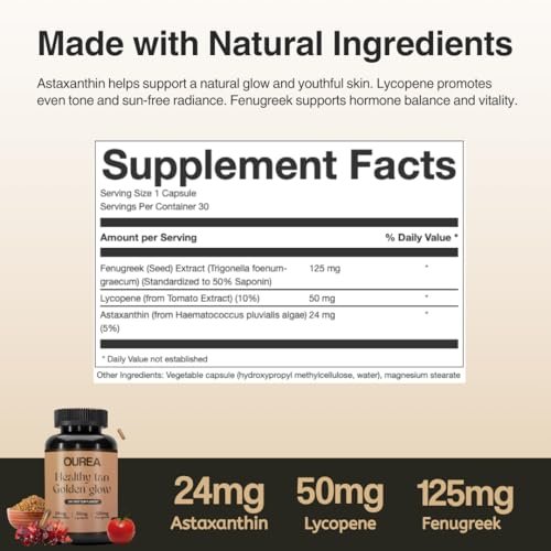Ourea Carotenoid Golden Glow Tanning Pills – 30 Capsules | Natural Tan Supplements for Men & Women Avelisse