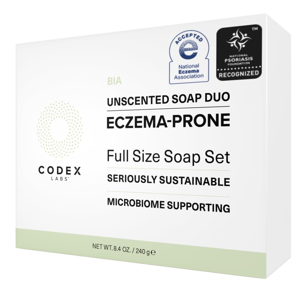 Codex Labs Eczema Soap for Kids & Adults – Unscented 2-Pack | Shea Butter, Olive Oil & Calendula | Microbiome-Supporting & pH-Balanced | Clinically Tested | 8.4 oz Total Avelisse