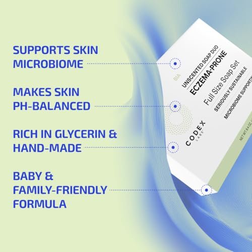 Codex Labs Eczema Soap for Kids & Adults – Unscented 2-Pack | Shea Butter, Olive Oil & Calendula | Microbiome-Supporting & pH-Balanced | Clinically Tested | 8.4 oz Total Avelisse
