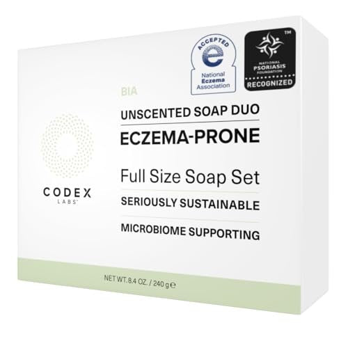 Codex Labs Eczema Soap for Kids & Adults – Unscented 2-Pack | Shea Butter, Olive Oil & Calendula | Microbiome-Supporting & pH-Balanced | Clinically Tested | 8.4 oz Total Avelisse