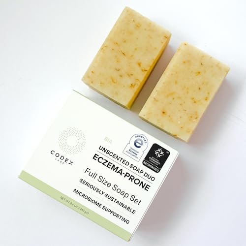 Codex Labs Eczema Soap for Kids & Adults – Unscented 2-Pack | Shea Butter, Olive Oil & Calendula | Microbiome-Supporting & pH-Balanced | Clinically Tested | 8.4 oz Total Avelisse