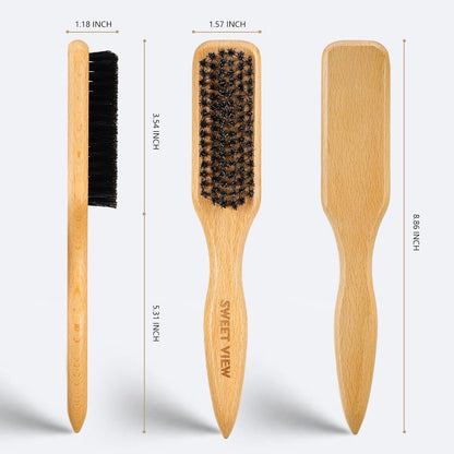 SWEET VIEW Hair Wax Stick & Boar Bristle Slick Back Hair Brush – Tame Flyaways, Frizz, Sleek Ponytails & Buns for Women