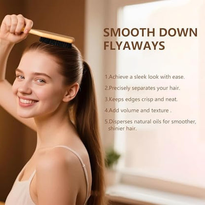 SWEET VIEW Hair Wax Stick & Boar Bristle Slick Back Hair Brush – Tame Flyaways, Frizz, Sleek Ponytails & Buns for Women