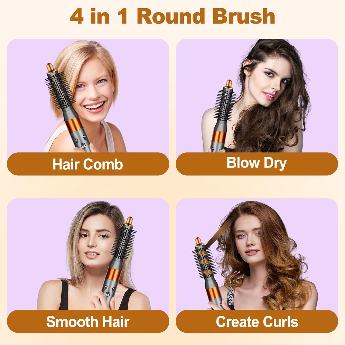 YTCHYYSK Small Round Volumizing Brush Attachment for Dyson Airwrap HS01 HS05 HS08 - 20mm Tiny Round Brush for Short Hair, Bangs, Defined Bouncy Curls (Gold) Avelisse