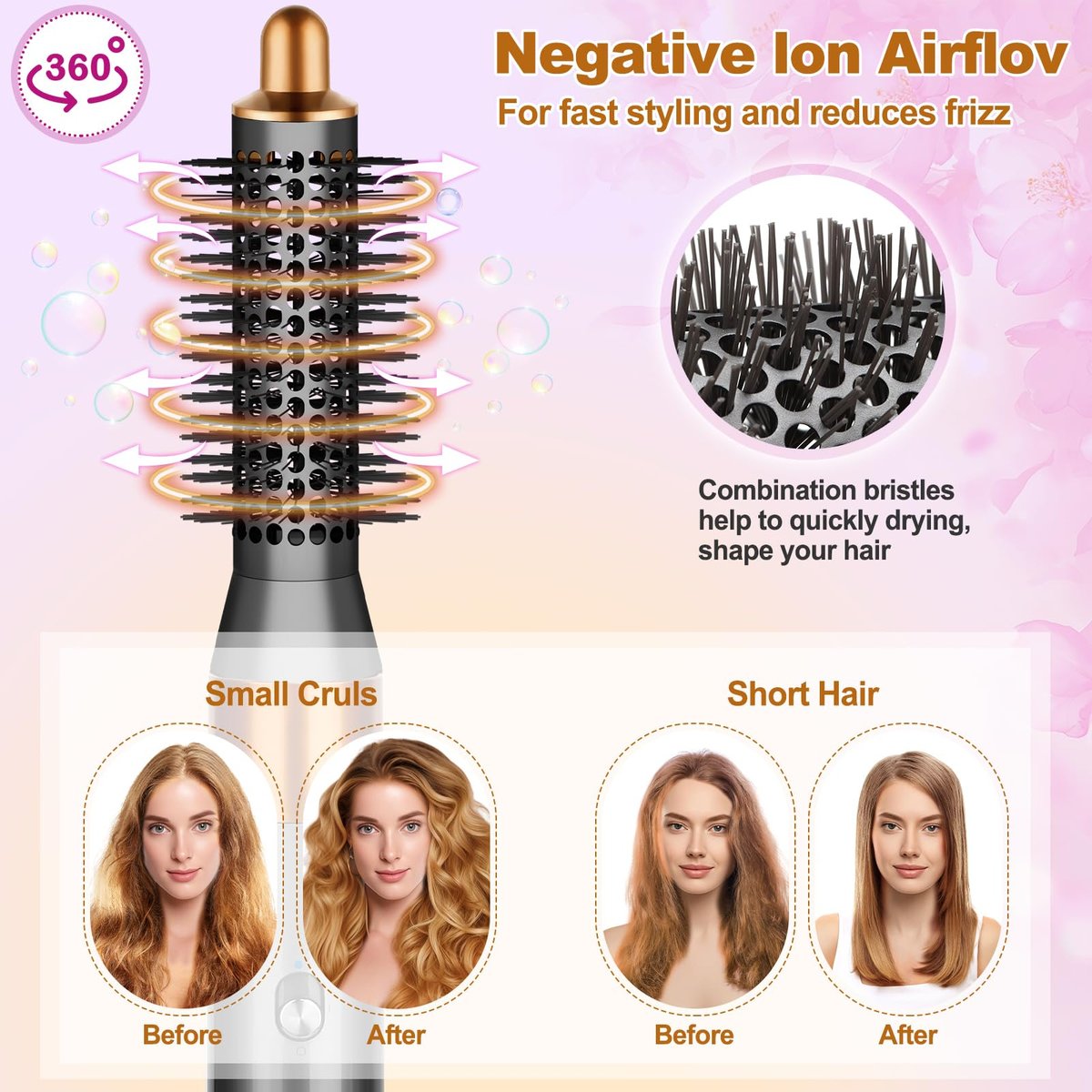 YTCHYYSK Small Round Volumizing Brush Attachment for Dyson Airwrap HS01 HS05 HS08 - 20mm Tiny Round Brush for Short Hair, Bangs, Defined Bouncy Curls (Gold) Avelisse