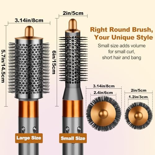 YTCHYYSK Small Round Volumizing Brush Attachment for Dyson Airwrap HS01 HS05 HS08 - 20mm Tiny Round Brush for Short Hair, Bangs, Defined Bouncy Curls (Gold) Avelisse