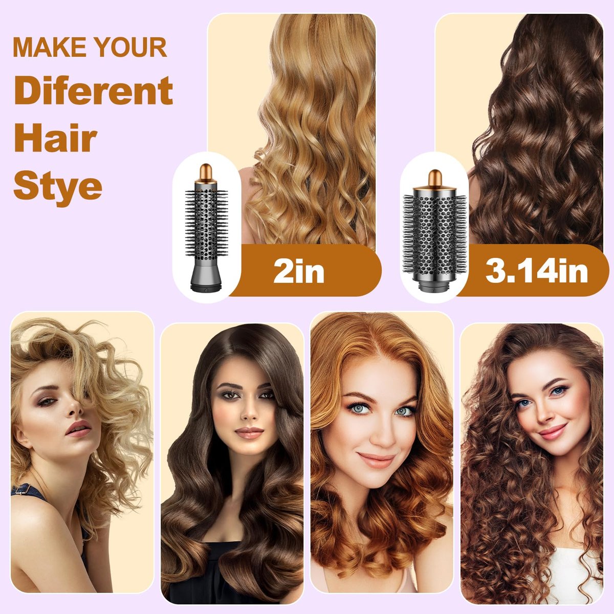 YTCHYYSK Small Round Volumizing Brush Attachment for Dyson Airwrap HS01 HS05 HS08 - 20mm Tiny Round Brush for Short Hair, Bangs, Defined Bouncy Curls (Gold) Avelisse