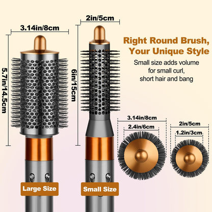 YTCHYYSK Small Round Volumizing Brush Attachment for Dyson Airwrap HS01 HS05 HS08 - 20mm Tiny Round Brush for Short Hair, Bangs, Defined Bouncy Curls (Gold) Avelisse