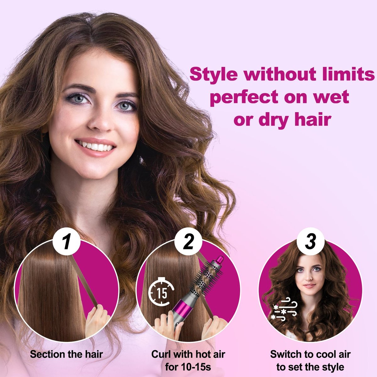 YTCHYYSK 20mm Small Round Volumizing Brush Attachment for Dyson Airwrap HS01 HS05 HS08 – Tiny Round Brush for Bangs, Short Hair, Defined Bouncy Curls (Rose) Avelisse