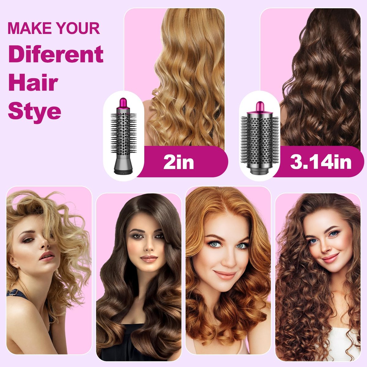 YTCHYYSK 20mm Small Round Volumizing Brush Attachment for Dyson Airwrap HS01 HS05 HS08 – Tiny Round Brush for Bangs, Short Hair, Defined Bouncy Curls (Rose) Avelisse