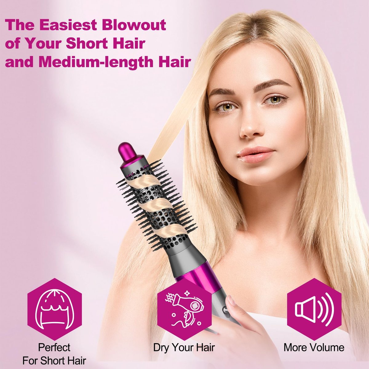 YTCHYYSK 20mm Small Round Volumizing Brush Attachment for Dyson Airwrap HS01 HS05 HS08 – Tiny Round Brush for Bangs, Short Hair, Defined Bouncy Curls (Rose) Avelisse