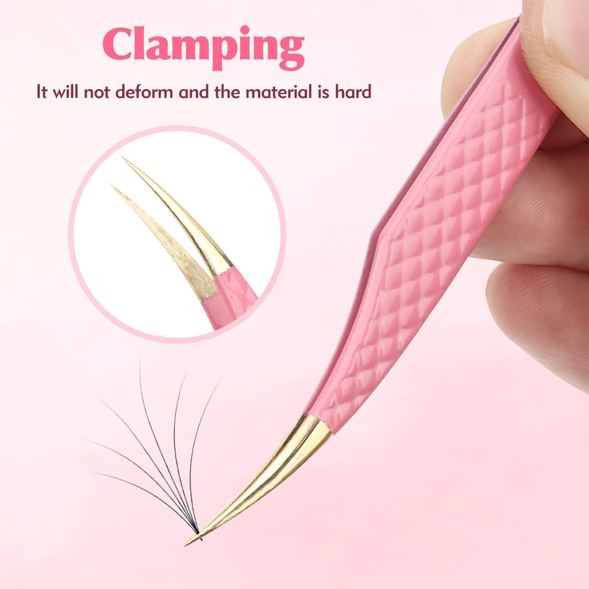 2-Piece Professional Lash Tweezers Set – Bent & Straight Tip Precision Stainless Steel Tweezers for Eyelash Extensions, Non-Slip Grip (Pink) - görsel 11