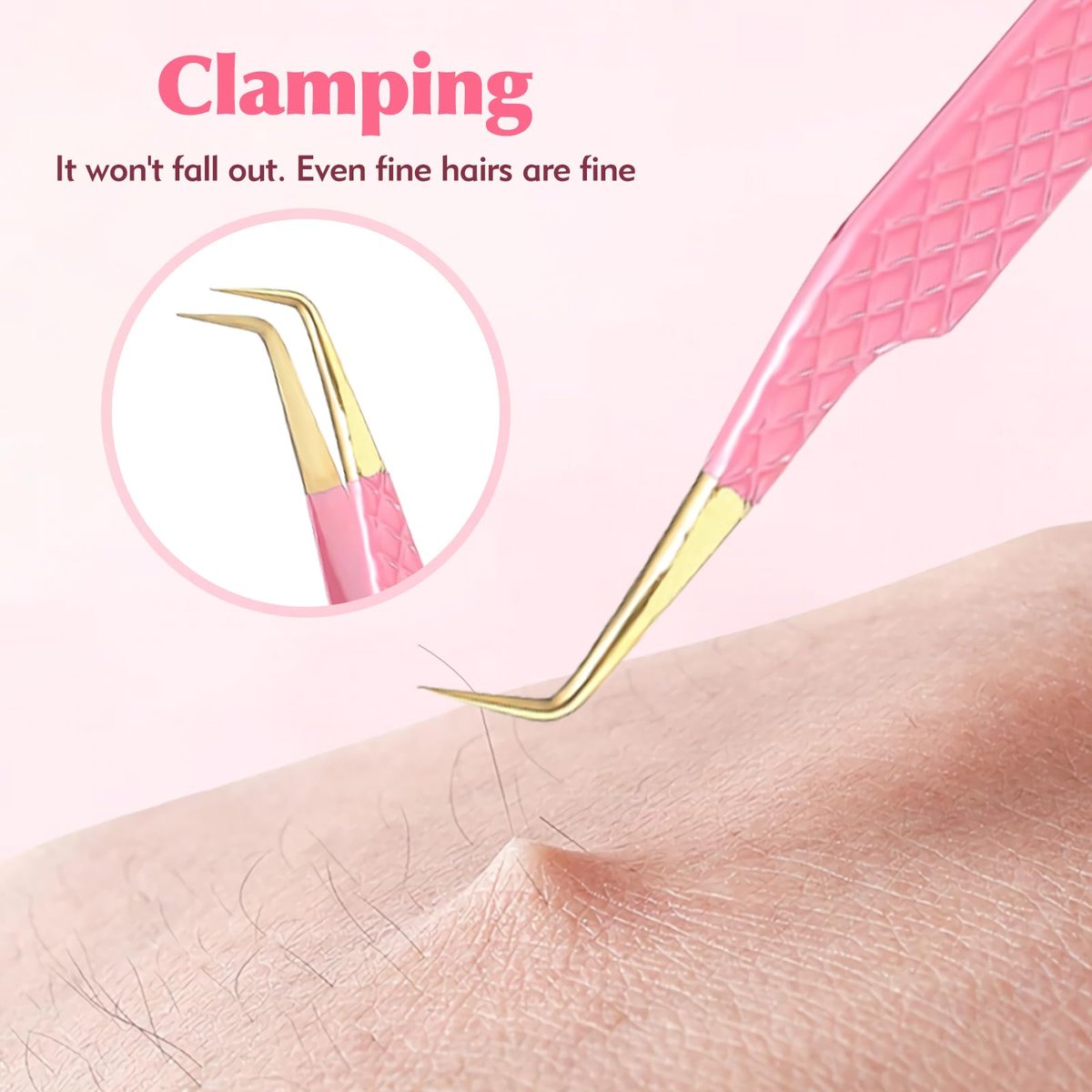 2-Piece Professional Lash Tweezers Set – Bent & Straight Tip Precision Stainless Steel Tweezers for Eyelash Extensions, Non-Slip Grip (Pink) - görsel 9