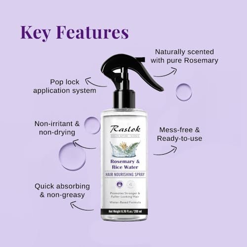 Raslok Nature+Science Rosemary & Rice Water Hair Spray – 100% Natural Extracts, Lightweight & Non-Greasy, 6.76 fl oz - görsel 4