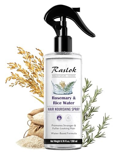 Raslok Nature+Science Rosemary & Rice Water Hair Spray – 100% Natural Extracts, Lightweight & Non-Greasy, 6.76 fl oz