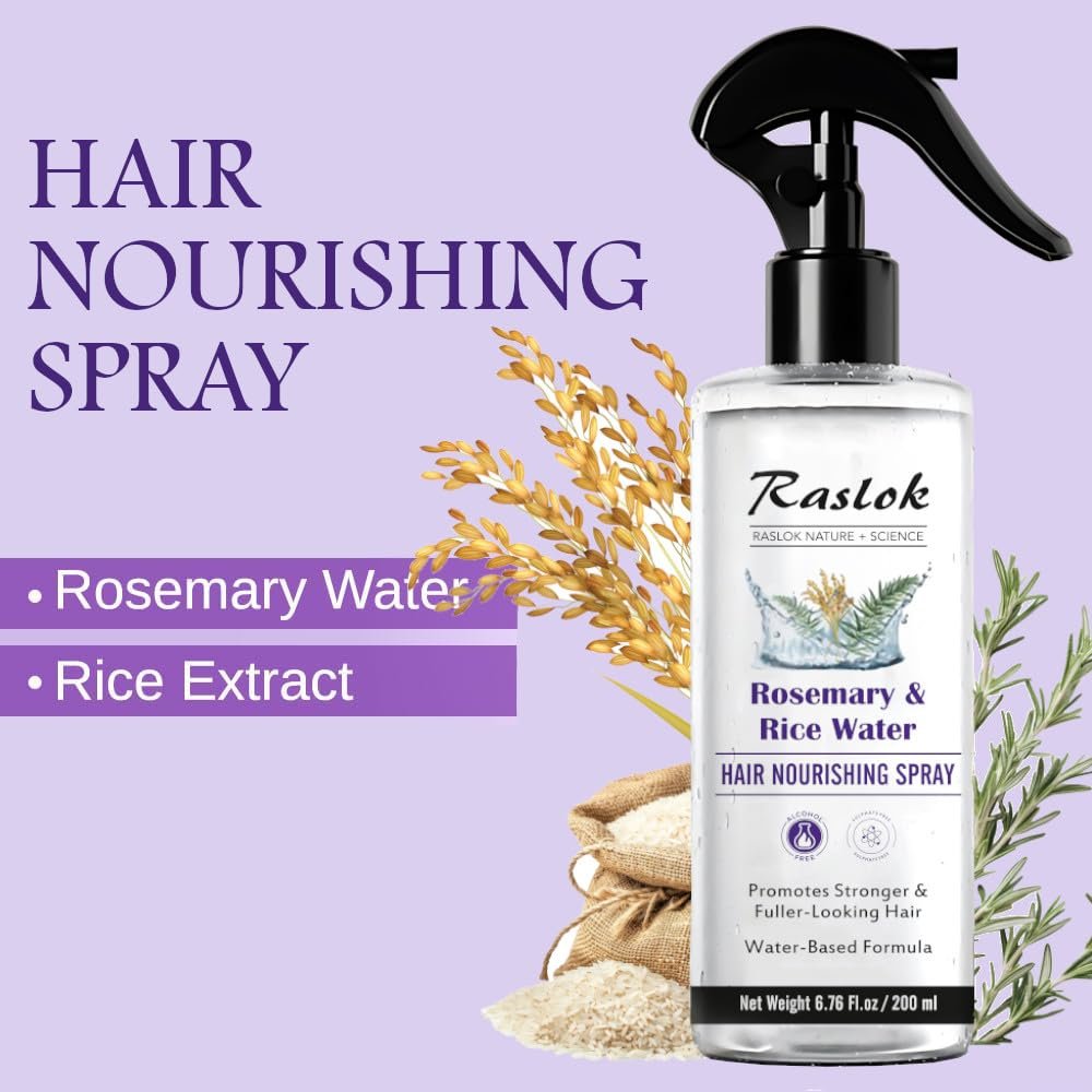 Raslok Nature+Science Rosemary & Rice Water Hair Spray – 100% Natural Extracts, Lightweight & Non-Greasy, 6.76 fl oz - görsel 5