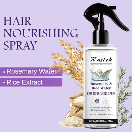 Raslok Nature+Science Rosemary & Rice Water Hair Spray – 100% Natural Extracts, Lightweight & Non-Greasy, 6.76 fl oz - görsel 6