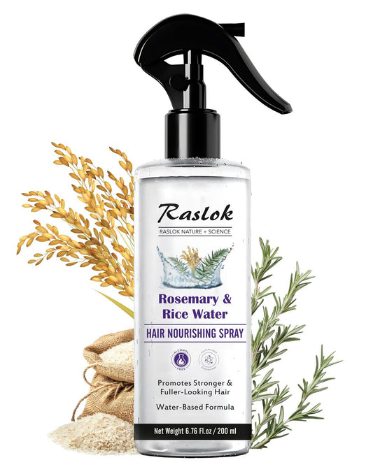 Raslok Nature+Science Rosemary & Rice Water Hair Spray – 100% Natural Extracts, Lightweight & Non-Greasy, 6.76 fl oz
