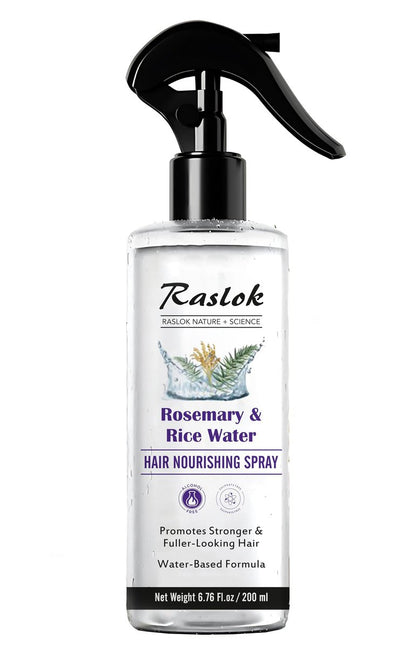 Raslok Nature+Science Rosemary & Rice Water Hair Spray – 100% Natural Extracts, Lightweight & Non-Greasy, 6.76 fl oz