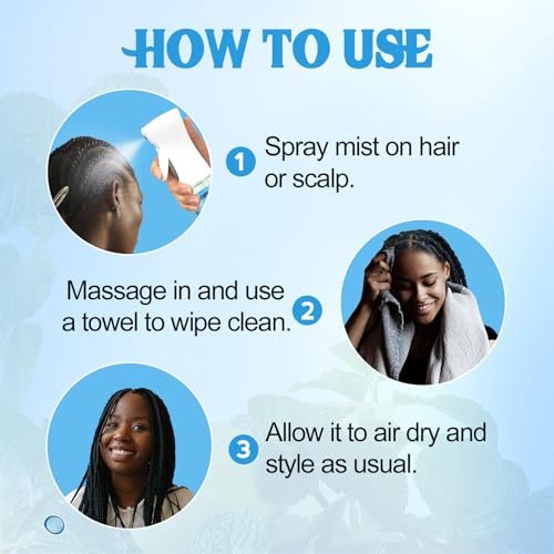 10 FL OZ Rinse-Free Shampoo for Braids, Locs, Twists, Weaves & Dreadlocks – No Water Dry Spray for Buildup, Odor, Itch & Flakes, No Residue, Chemical Free Avelisse