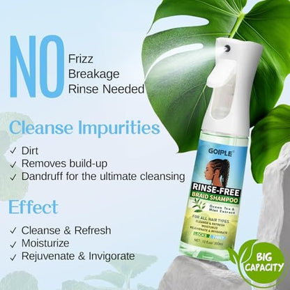10 FL OZ Rinse-Free Shampoo for Braids, Locs, Twists, Weaves & Dreadlocks – No Water Dry Spray for Buildup, Odor, Itch & Flakes, No Residue, Chemical Free Avelisse