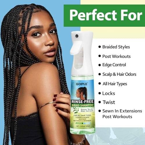 10 FL OZ Rinse-Free Shampoo for Braids, Locs, Twists, Weaves & Dreadlocks – No Water Dry Spray for Buildup, Odor, Itch & Flakes, No Residue, Chemical Free Avelisse