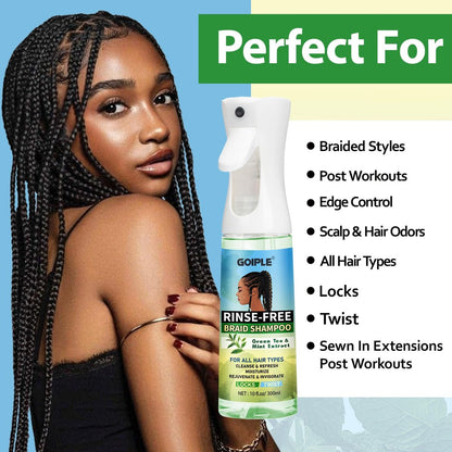 10 FL OZ Rinse-Free Shampoo for Braids, Locs, Twists, Weaves & Dreadlocks – No Water Dry Spray for Buildup, Odor, Itch & Flakes, No Residue, Chemical Free Avelisse