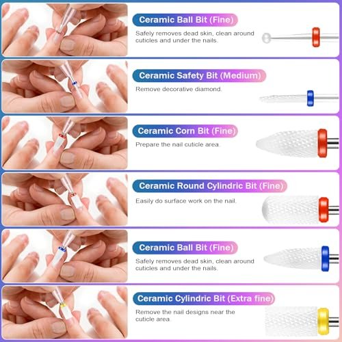 Cellentool 25Pcs Nail Drill Bits Set - 3/32 Inch Tungsten Carbide & Ceramic Bits for Acrylic, Gel, Cuticle Removal - Manicure & Pedicure Efile Accessories Avelisse