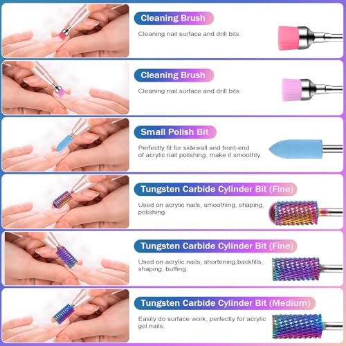 Cellentool 25Pcs Nail Drill Bits Set - 3/32 Inch Tungsten Carbide & Ceramic Bits for Acrylic, Gel, Cuticle Removal - Manicure & Pedicure Efile Accessories Avelisse