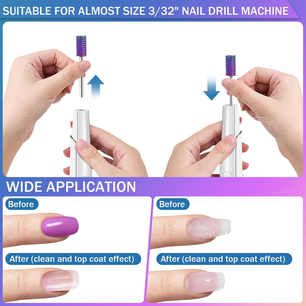 Cellentool 25Pcs Nail Drill Bits Set - 3/32 Inch Tungsten Carbide & Ceramic Bits for Acrylic, Gel, Cuticle Removal - Manicure & Pedicure Efile Accessories Avelisse