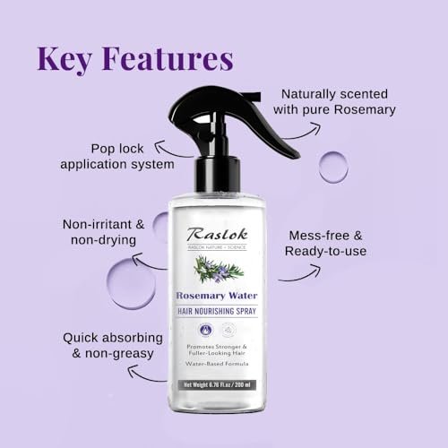 Raslok Nature+Science Rosemary Water Hair Spray | Nourishment for Fuller-Looking Hair | 100% Natural Extracts | Lightweight, Non-Greasy Formula | 6.76 fl oz (200 ml) - görsel 4