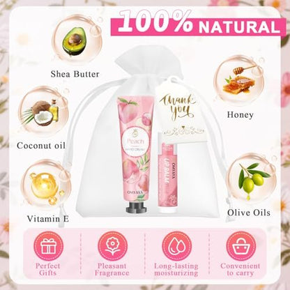 30 Sets Bulk Gifts for Women – Lip Balm & Hand Cream Gift Set with Organza Bags & Thank You Cards, Party Favors for Bridal Wedding, Baby Shower, Teacher Appreciation Avelisse