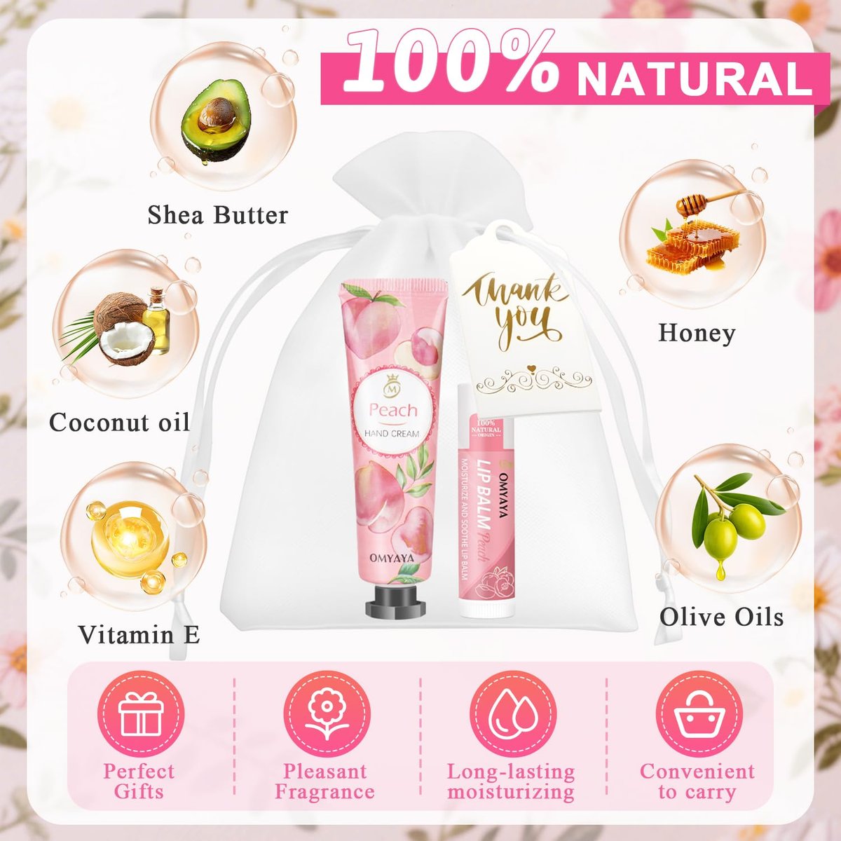 30 Sets Bulk Gifts for Women – Lip Balm & Hand Cream Gift Set with Organza Bags & Thank You Cards, Party Favors for Bridal Wedding, Baby Shower, Teacher Appreciation Avelisse