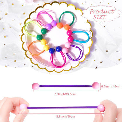 14 Pcs Ball Charm Hair Ties for Girls, Double Balls Hair Ties, No Damage Soft Elastic Ponytail Holders with Colorful Bubble Beads for Kids Toddler Women