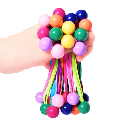 14 Pcs Ball Charm Hair Ties for Girls, Double Balls Hair Ties, No Damage Soft Elastic Ponytail Holders with Colorful Bubble Beads for Kids Toddler Women