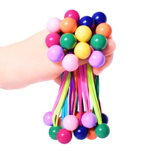 14 Pcs Ball Charm Hair Ties for Girls, Double Balls Hair Ties, No Damage Soft Elastic Ponytail Holders with Colorful Bubble Beads for Kids Toddler Women - görsel 2