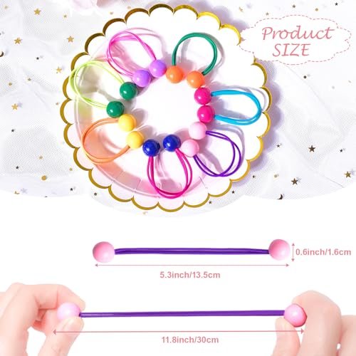 14 Pcs Ball Charm Hair Ties for Girls, Double Balls Hair Ties, No Damage Soft Elastic Ponytail Holders with Colorful Bubble Beads for Kids Toddler Women - görsel 10