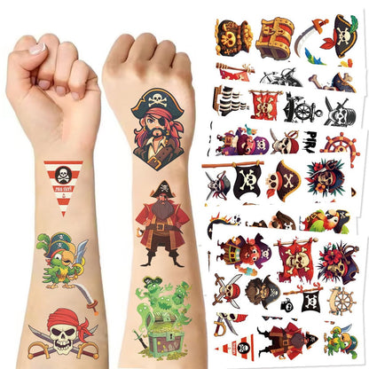 10 Sheets Pirate Temporary Tattoos for Kids & Adults – Waterproof, 3x3 Inches, Fun Pirate Stickers for Pirate-Themed Birthday Party Decorations